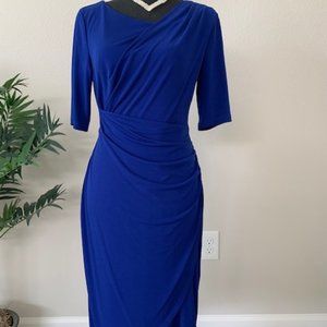 Royal Blue Wrap Style Fitted Dress